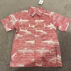 KAHALA boys aloha shirt size Small  6-7 red shark nwt